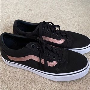 Black and Rose gold old school Vans